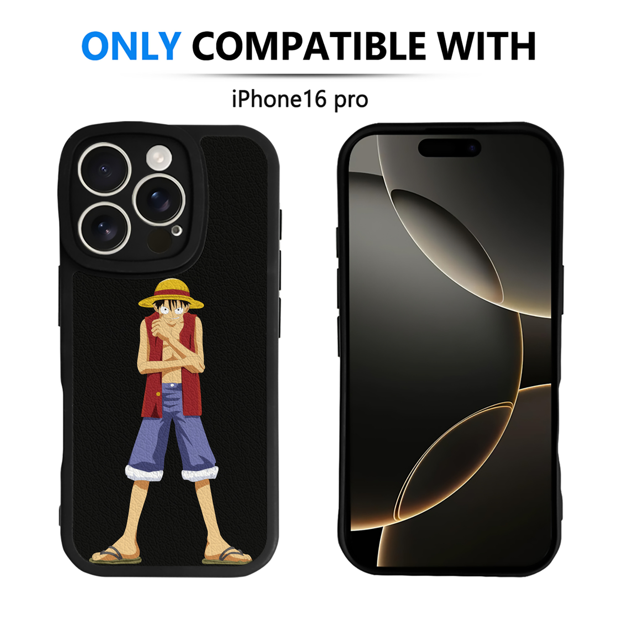 （画像用） ワンピース モンキー・D・ルフィ ONE PIECE Monkey D. Luffy 【iPhone 16シリーズ対応】シリコンスマホケース（レザー調） 材質：シリコン